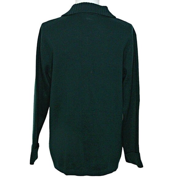 Talbots Womens Black Wool Long Sleeve Full Zip Cardigan Sweater Sz Large Petite - Picture 2 of 12